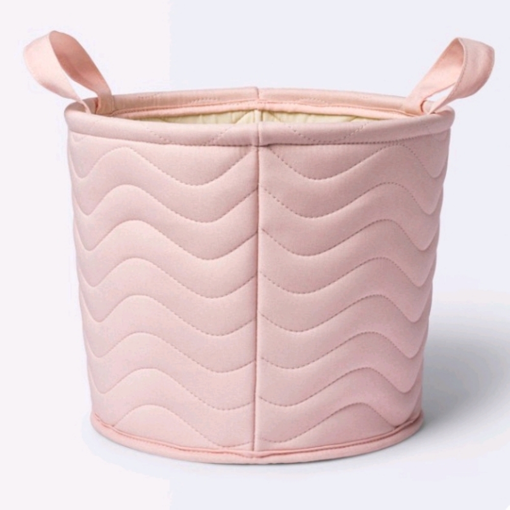 Quilted Fabric Med. Round Storage Basket
